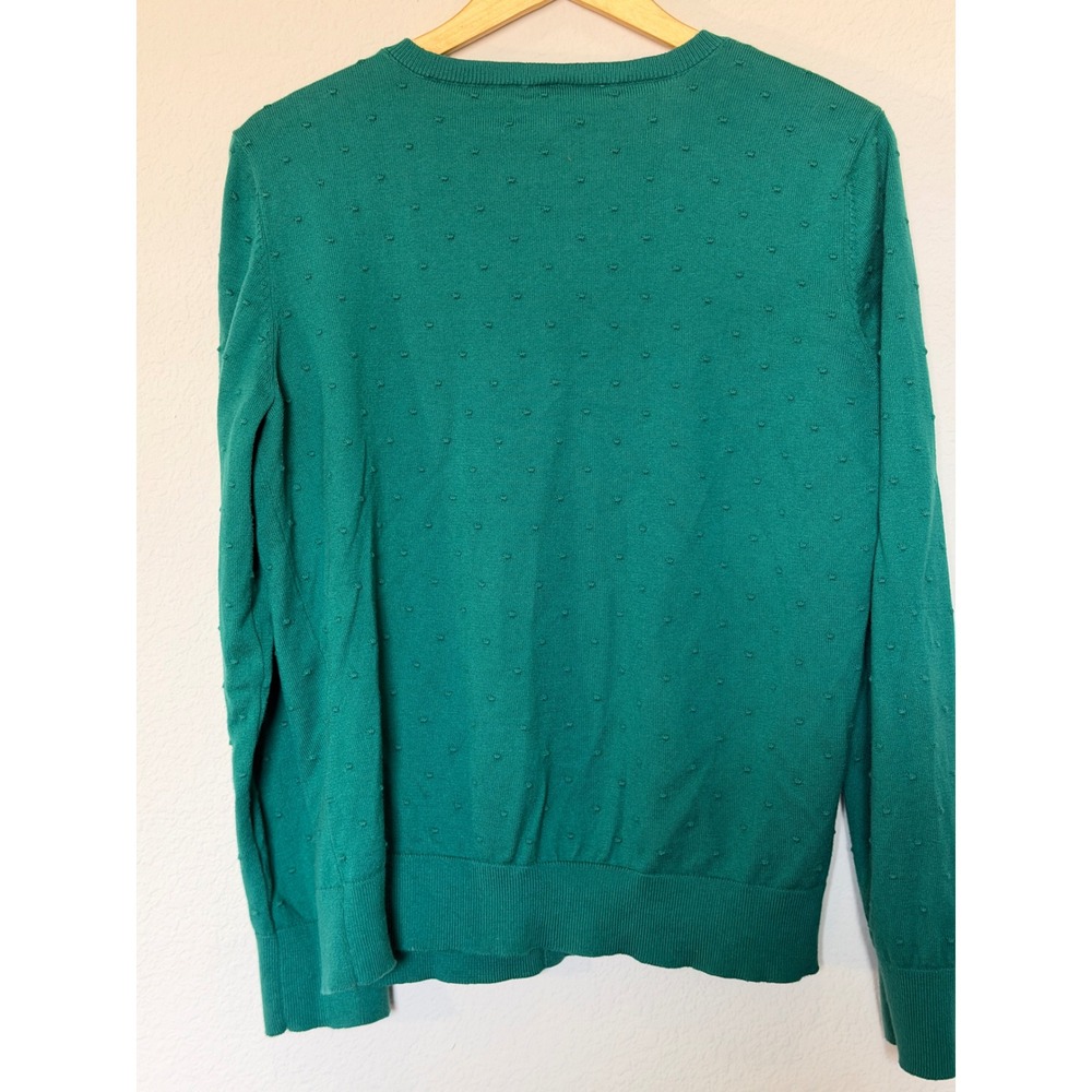 LOFT Outlet XL Green Swiss Dot Cotton Cardigan Button Front Sweater - Picture 10 of 17